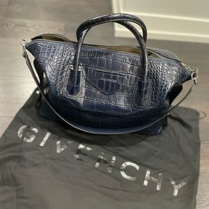 Givenchy medium Antigona soft croc-embossed leather bag in Navy.